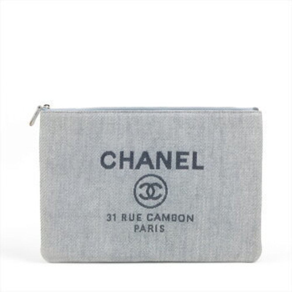 Chanel Deauville straw Shoulder Bag tote gray